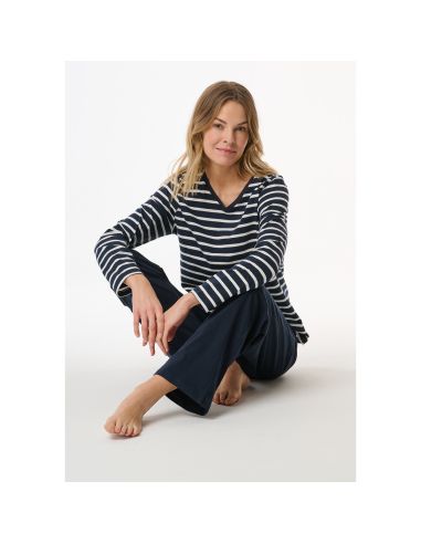 Schiesser Dames Pyjama Lang Nightblue