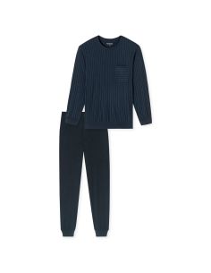 Schiesser Heren Pyjama Lang Donker Blauw
