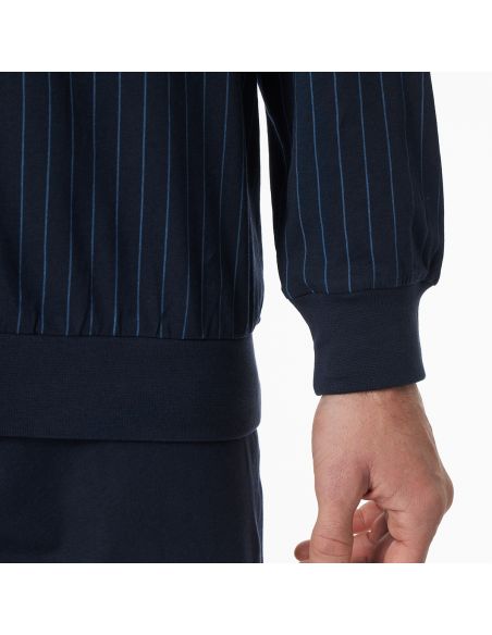 Schiesser Heren Pyjama Lang Donker Blauw