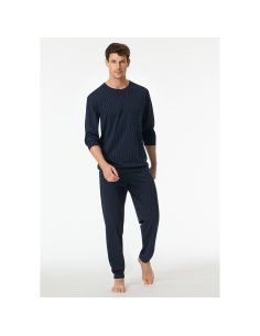 Schiesser Heren Pyjama Lang Donker Blauw 2