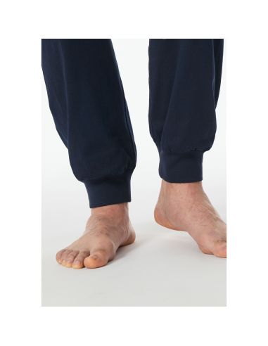 Schiesser Heren Pyjama Lang V-hals Nightblue