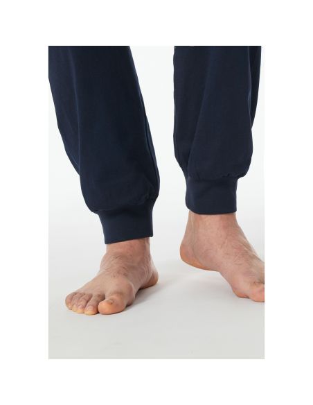 Schiesser Heren Pyjama Lang V-hals Nightblue