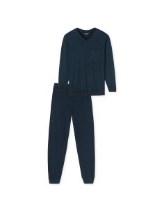 Schiesser Heren Pyjama Lang V-hals Nightblue