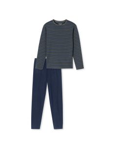 Schiesser Heren Pyjama Lang Stripes Antraciet