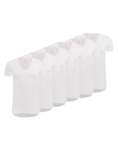 MWTS Heren T-shirt diepe V-hals Slim Fit 3+3 6-Pack