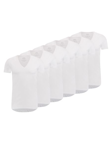 MWTS Heren T-shirt diepe V-hals Slim Fit 3+3 6-Pack