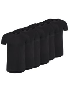 MWTS Heren T-shirt ronde hals Slim fit zwart 3+3 6-Pack