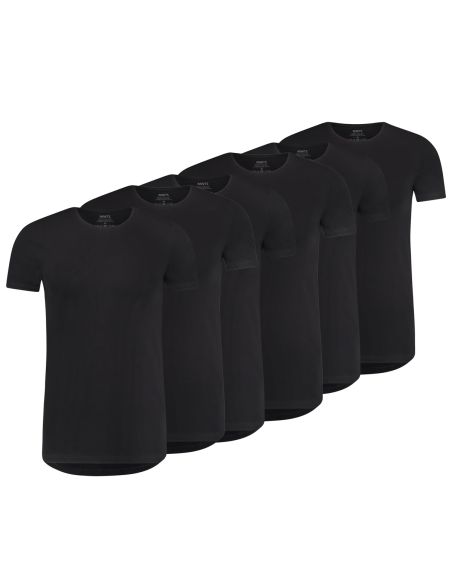 MWTS Heren T-shirt ronde hals Slim fit zwart 3+3 6-Pack