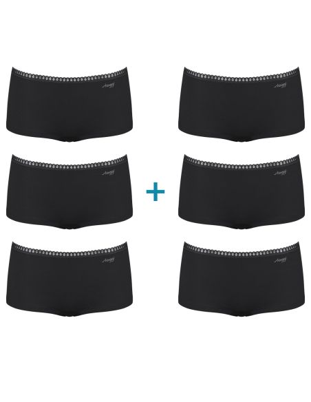 Sloggi Go Crush Short C3P 3+3 6Pack Zwart