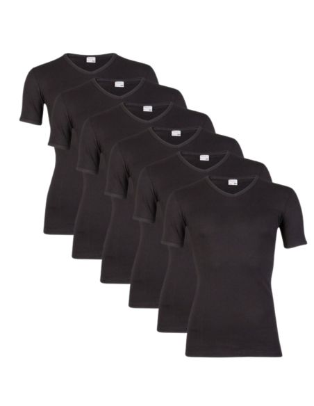 Beeren Heren T-shirt V-hals en K.M. M3000 6Pack Zwart