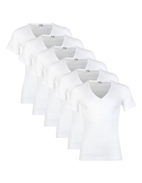 Beeren Heren T-shirt met diepe V-hals M3000 6Pack Wit