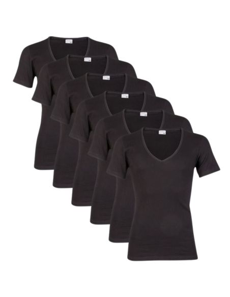 Beeren Heren T-shirt met diepe V-hals M3000 6Pack Zwart