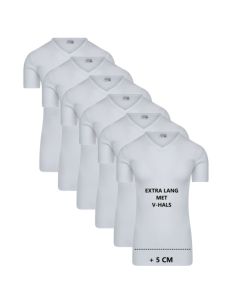 Beeren Heren Extra lang T-shirt met V-hals M3000 6Pack Wit