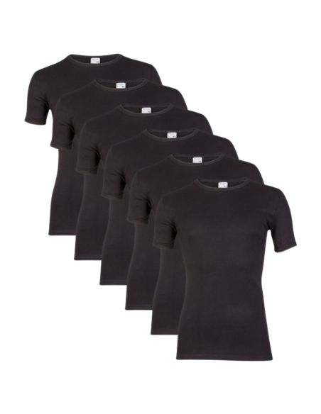 Beeren Heren T-shirt K.M. met O-hals M3000 6Pack Zwart
