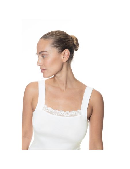 MEY Dames Hemd met kant Luise Wit 45112