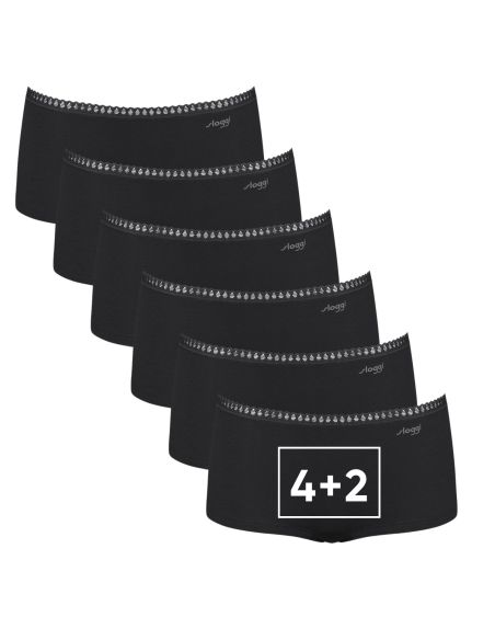 Sloggi Go Crush Short C3P 6Pack 4+2 Zwart