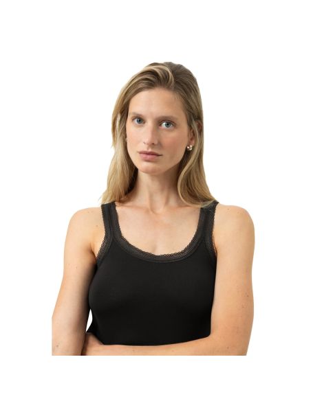 MEY Dames Top Modal Lace Zwart 1110071