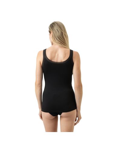 MEY Dames Top Modal Lace Zwart 1110071