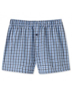 Schiesser woven boxershort kids ruit blauw zwart