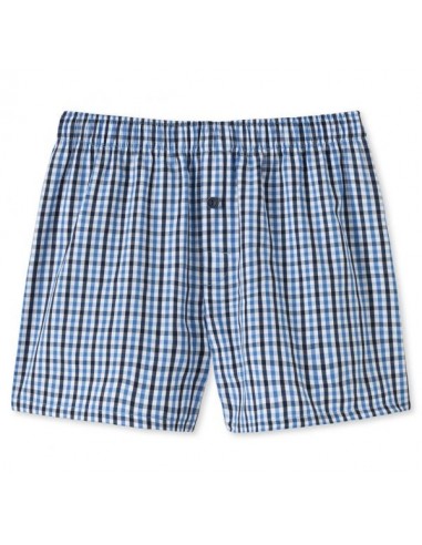 Schiesser woven boxershort kids ruit blauw zwart