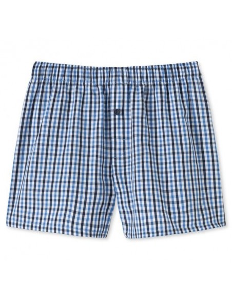 Schiesser woven boxershort kids ruit blauw zwart
