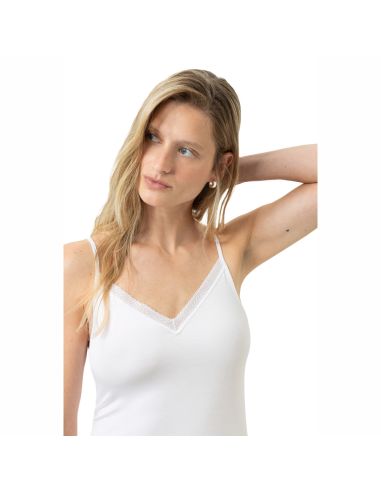 MEY Dames Spaghetti Top Modal Lace Wit 1110099