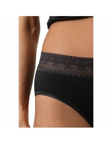 MEY Dames Taille Slip Modal Lace Zwart 1120113