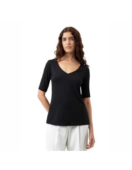 MEY Dames V-Shirt Blazershirt Zwart 1110058