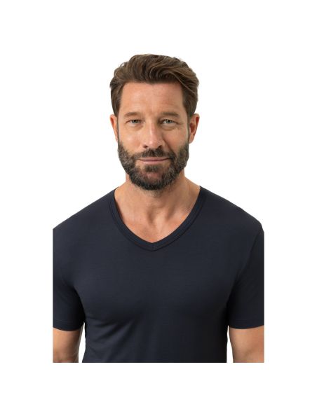 MEY Heren T-Shirt V-hals Iconic Modal Marine 2110028
