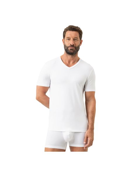 MEY Heren T-Shirt V-hals Iconic Modal Wit 2110028