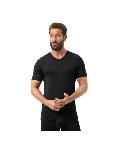 MEY Heren T-Shirt V-hals Iconic Modal Zwart 2110028