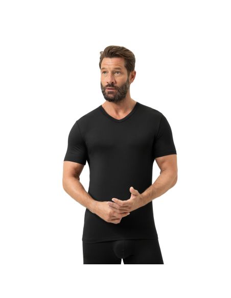 MEY Heren T-Shirt V-hals Iconic Modal Zwart 2110028