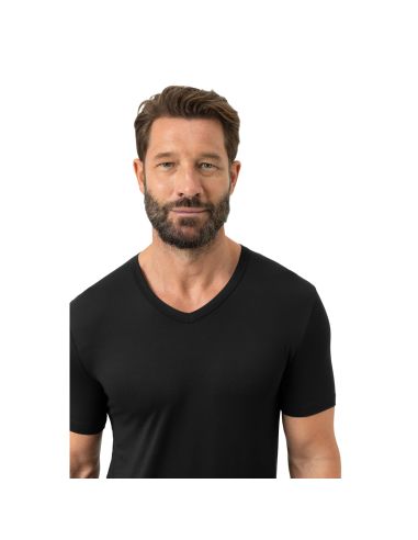 MEY Heren T-Shirt V-hals Iconic Modal Zwart 2110028