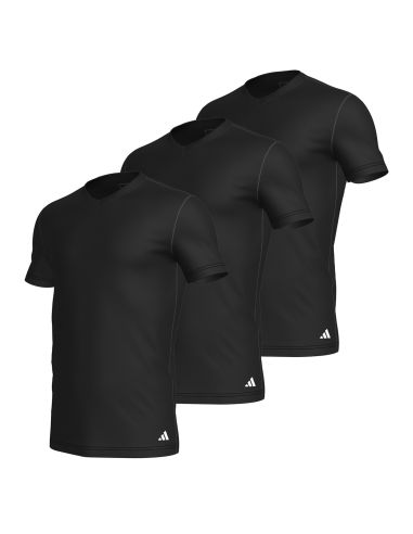 Adidas Heren T-Shirt V-hals Active Core 3pack Zwart