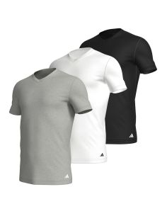 Adidas Heren T-Shirt V-hals Active Core 3pack Zwart Wit Grijs