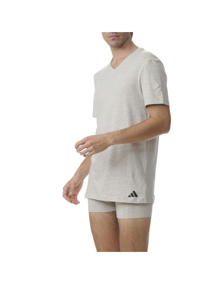Adidas Heren T-Shirt V-hals Active Core 3pack Zwart Wit Grijs