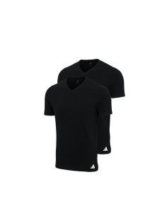 Adidas Heren T-Shirt V-hals Flex Cotton 2pack Zwart