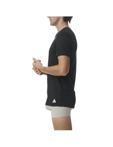Adidas Heren T-Shirt V-hals Flex Cotton 2pack Zwart