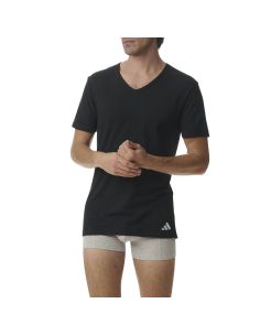 Adidas Heren T-Shirt V-hals Flex Cotton 2pack Zwart 2