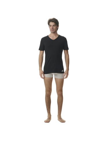 Adidas Heren T-Shirt V-hals Flex Cotton 2pack Zwart