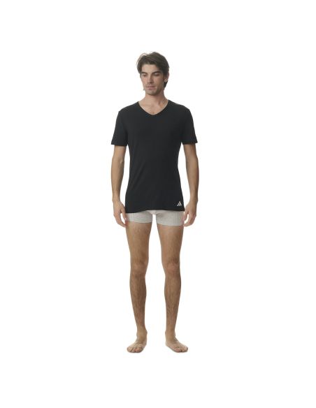 Adidas Heren T-Shirt V-hals Flex Cotton 2pack Zwart