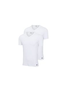 Adidas Heren T-Shirt V-hals Flex Cotton 2pack Wit
