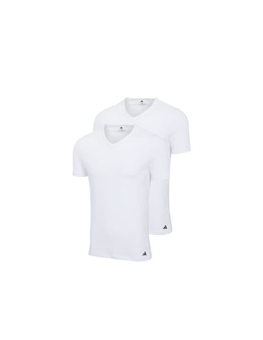 Adidas Heren T-Shirt V-hals Flex Cotton 2pack Wit