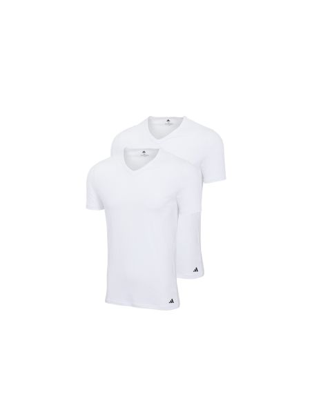 Adidas Heren T-Shirt V-hals Flex Cotton 2pack Wit