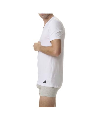 Adidas Heren T-Shirt V-hals Flex Cotton 2pack Wit