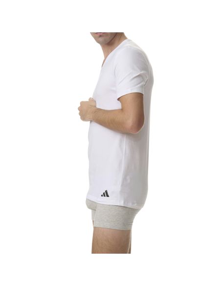 Adidas Heren T-Shirt V-hals Flex Cotton 2pack Wit