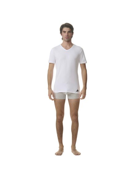 Adidas Heren T-Shirt V-hals Flex Cotton 2pack Wit