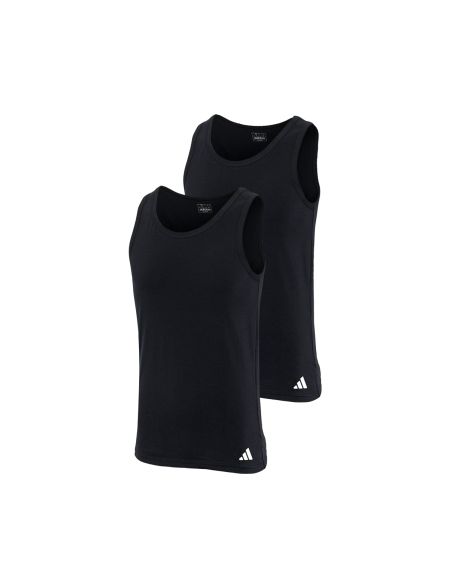 Adidas Heren Tank Top Hemd Flex Cotton 2pack Zwart