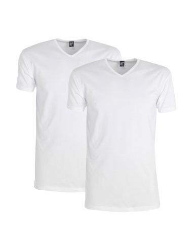 Alan Red Oklahoma Long V-shirt 2-pack wit