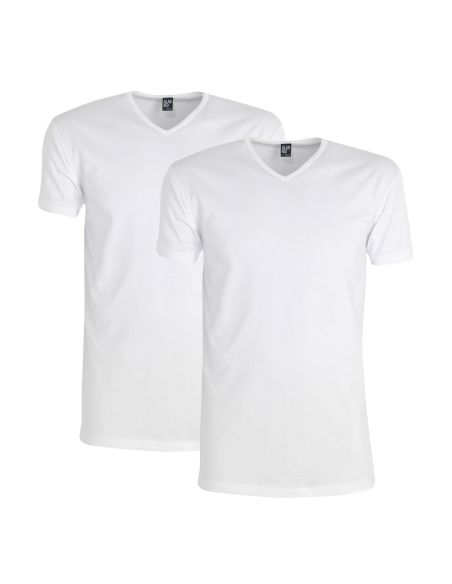 Alan Red Oklahoma Long V-shirt 2-pack wit